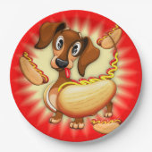 Dachshund Hot Dog Papieren Bordje (Voorkant)