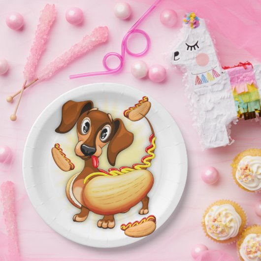 Dachshund Hot Dog Papieren Bordje (Feest)