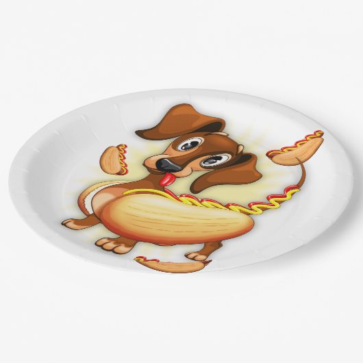 Dachshund Hot Dog Papieren Bordje (Gekanteld)