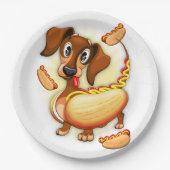 Dachshund Hot Dog Papieren Bordje (Voorkant)