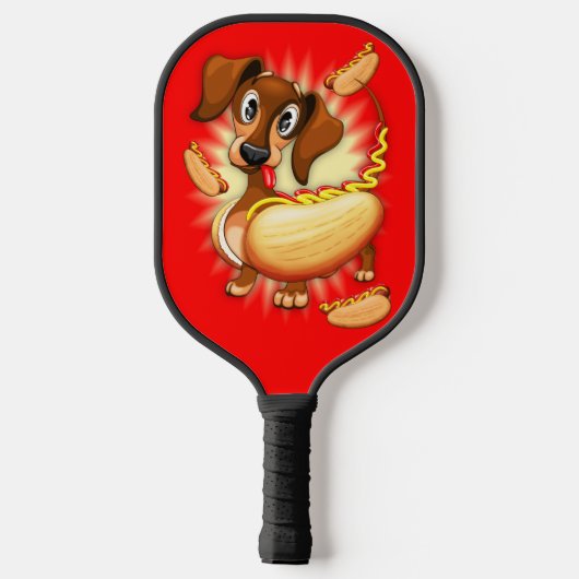 Dachshund Hot Dog Pickleball Paddle (Achterkant)