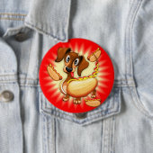 Dachshund Hot Dog Ronde Button 4,0 Cm (In situ)