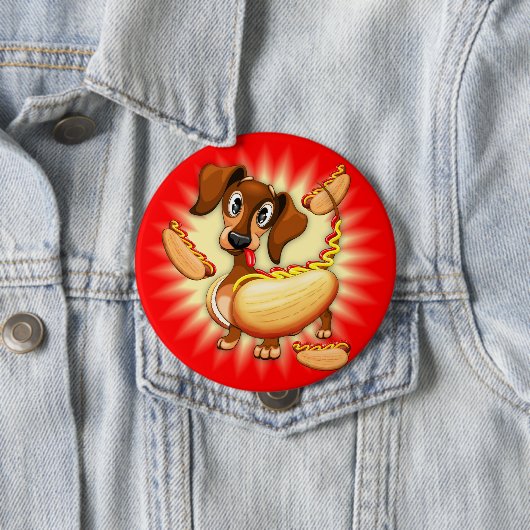 Dachshund Hot Dog Ronde Button 4,0 Cm (In situ)