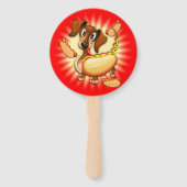Dachshund Hot Dog Schattig Karakter Handwaaier (Achterkant)