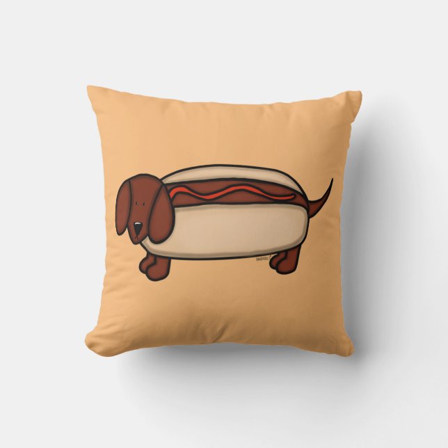 Dachshund Hot Dog Sierkussen (Voorkant)