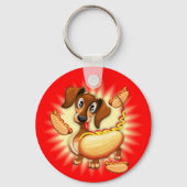 Dachshund Hot Dog Sleutelhanger (Voorkant)