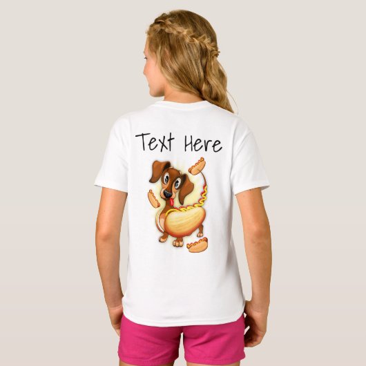 Dachshund Hot Dog T-shirt (Achterkant volledig)