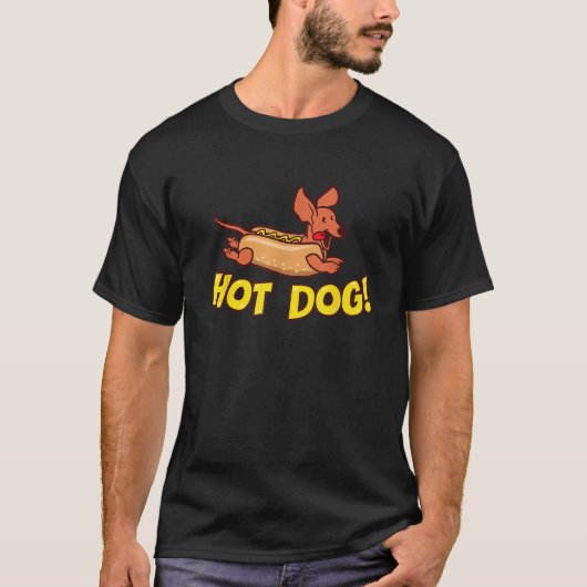 Dachshund Hot Dog T-shirt voor mannen vrouwen jong (Voorkant)