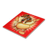 Dachshund Hot Dog Tegeltje (Zijkant)