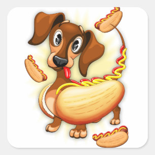 Dachshund Hot Dog Vierkante Sticker