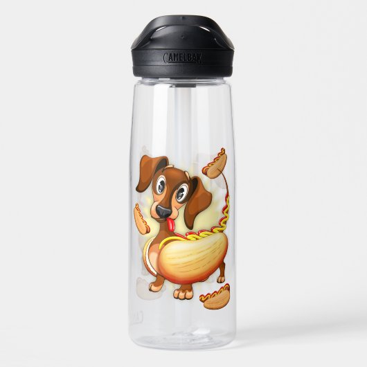 Dachshund Hot Dog Waterfles (Achterkant)