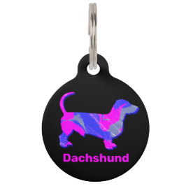 Dachshund Hot Pink & Blue Abstract Huisdierpenning