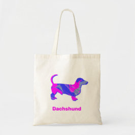 Dachshund Hot Pink & Blue Abstracte Classic Round  Tote Bag