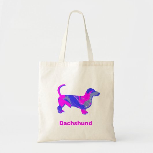 Dachshund Hot Pink & Blue Abstracte Classic Round  Tote Bag (Voorkant)