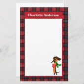 Dachshund, hotcoa Red Pset Stationery Briefpapier (Voorkant / Achterkant)