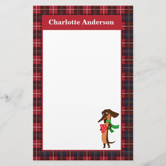 Dachshund, hotcoa Red Pset Stationery Briefpapier (Voorkant)