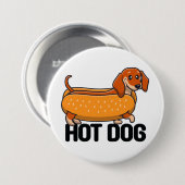 Dachshund Hotdog Knop Ronde Button 7,6 Cm (Voorkant /achterkant)