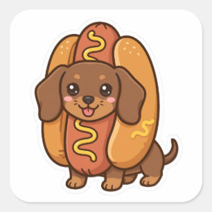 Dachshund Hotdog Kostuum Grappige Hond Sticker