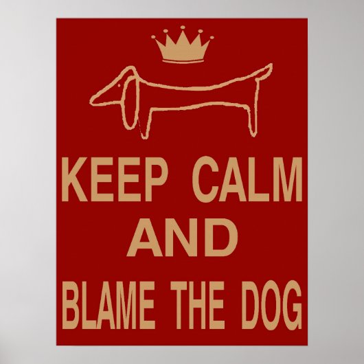 Dachshund, hou kalm blaam hond poster (Voorkant)