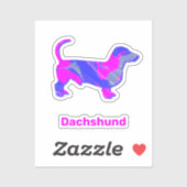 Dachshund Hound Dog Hot Pink & Blue Vinyl Sticker (Vel)