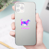 Dachshund Hound Dog Hot Pink & Blue Vinyl Sticker (Telefoon)