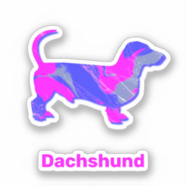 Dachshund Hound Dog Hot Pink & Blue Vinyl Sticker