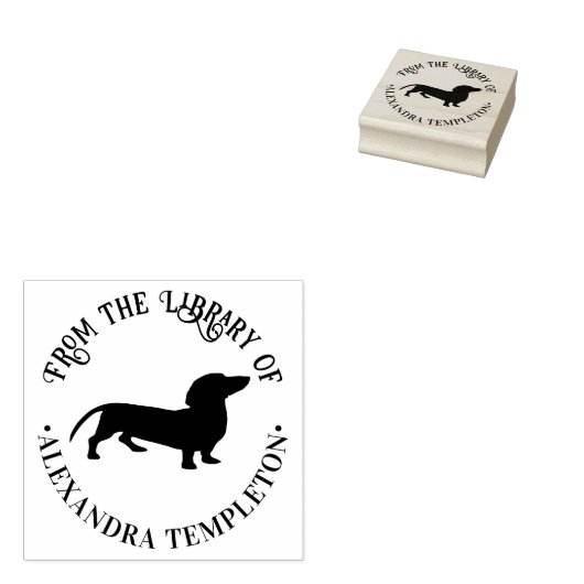 Dachshund Huisdier Hond Silhouet Bibliotheek Boekn Rubberstempel (Gestempeld)