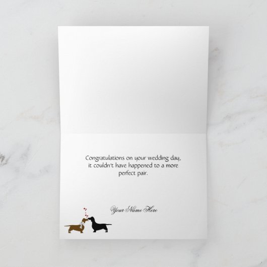Dachshund-huwelijksgelukwensen Kaart (Binnen)