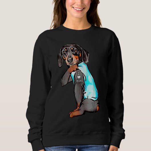 Dachshund I Love Mimi Tattoo Apparel Dog Mimi Moth Trui (Voorkant)