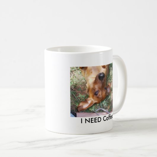 Dachshund, ik heb koffie nodig. koffiemok (Voorkant rechts)