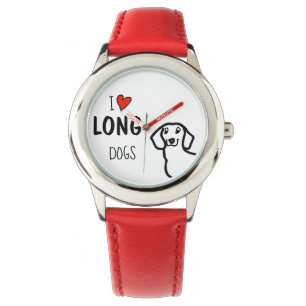 Dachshund Ik hou van lange honden schattig grappig Horloge