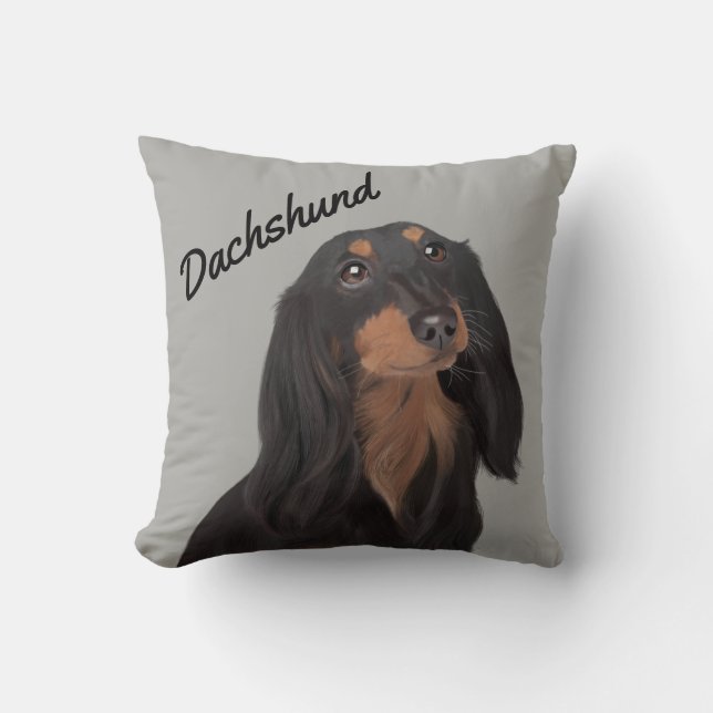 Dachshund Illustrated Pillow Kussen (Voorkant)