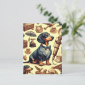 Dachshund Illustratie Briefkaart (Staand voorkant)