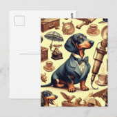 Dachshund Illustratie Briefkaart (Voorkant / Achterkant)