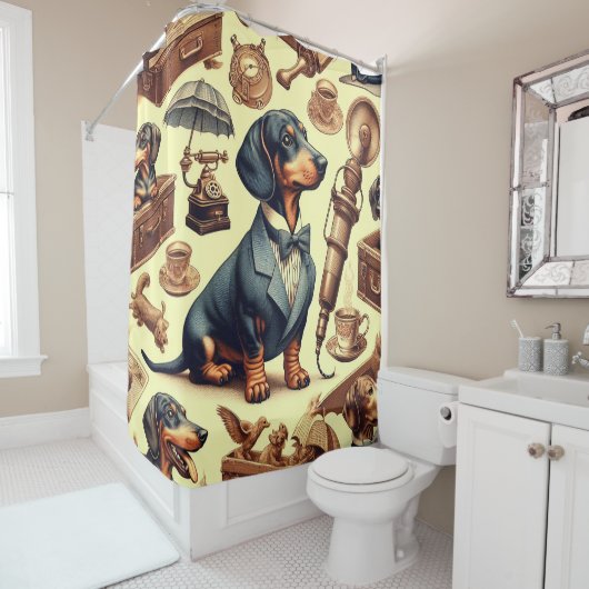 Dachshund Illustratie Douchegordijn (In situ)