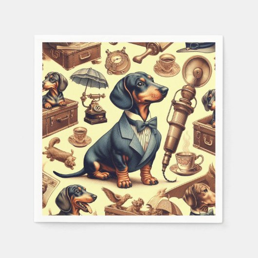  Dachshund Illustratie Servet (Voorkant)