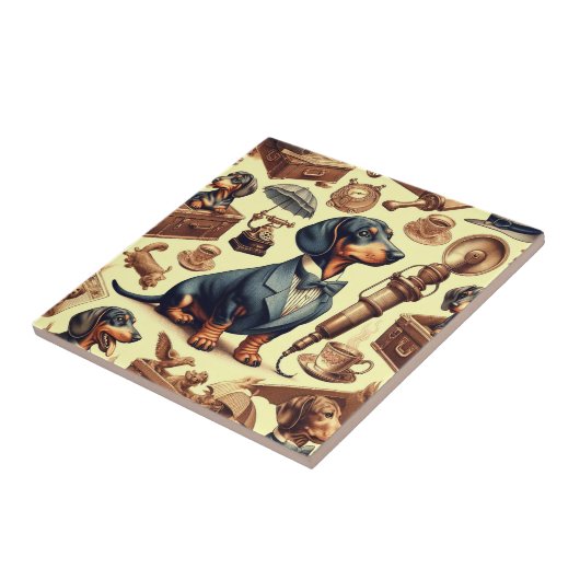  Dachshund Illustratie Tegeltje (Zijkant)