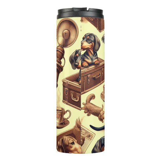 Dachshund Illustratie Thermosbeker (Achterkant)