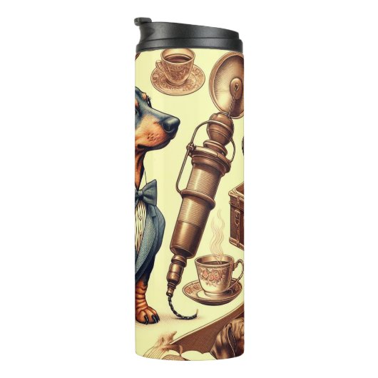 Dachshund Illustratie Thermosbeker (Geroteerd rechts)