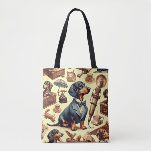 Dachshund Illustratie Tote Bag (Voorkant)