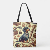 Dachshund Illustratie Tote Bag (Achterkant)