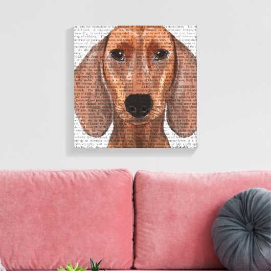 Dachshund Illustration Plain Canvas Afdruk (Insitu (Woonkamer))