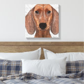 Dachshund Illustration Plain Canvas Afdruk (Insitu (Slaapkamer))