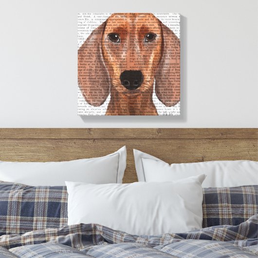 Dachshund Illustration Plain Canvas Afdruk (Insitu (Slaapkamer))