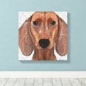 Dachshund Illustration Plain Canvas Afdruk (Insitu (Houten vloer))