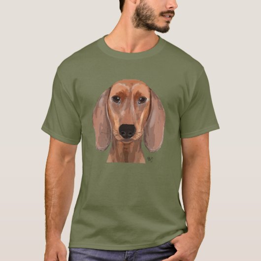 Dachshund Illustration Plain T-shirt (Voorkant)