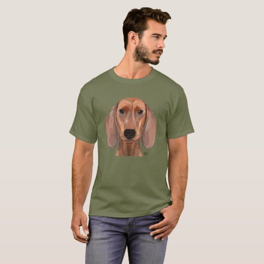 Dachshund Illustration Plain T-shirt (Voorkant volledig)