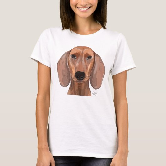 Dachshund Illustration Plain T-shirt (Voorkant)
