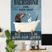 Dachshund in bad poster (Thuiskantoor)