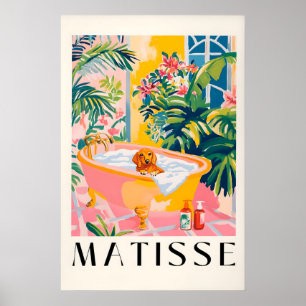 Dachshund in badkuip kunstprint Matisse-stijl Poster